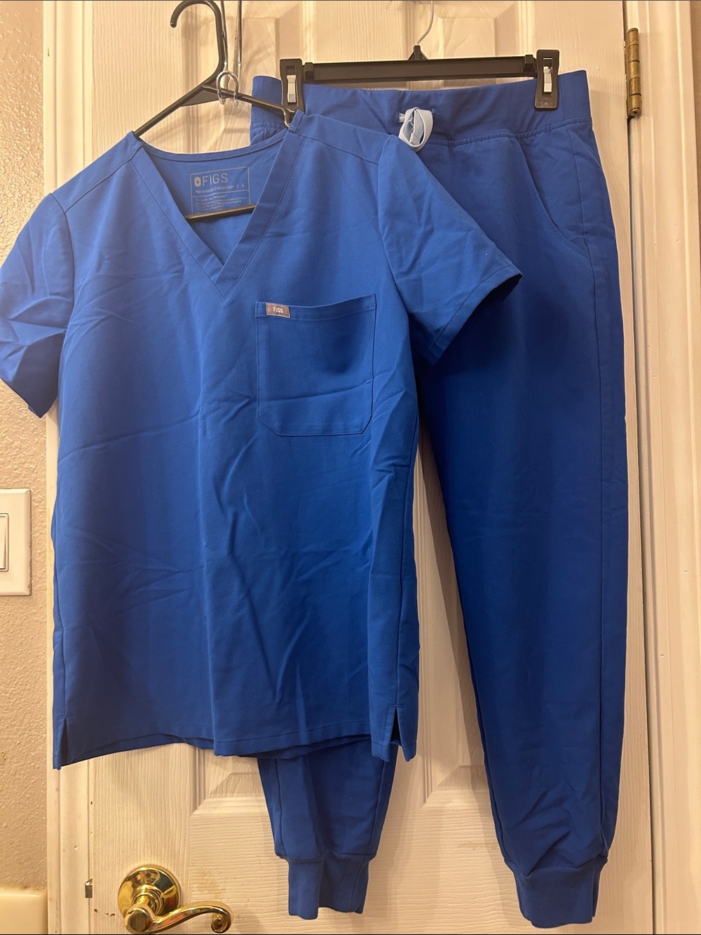 Figs Kids Royal Blue Pajama Set - V-Neck Top & Jogger Pants Small